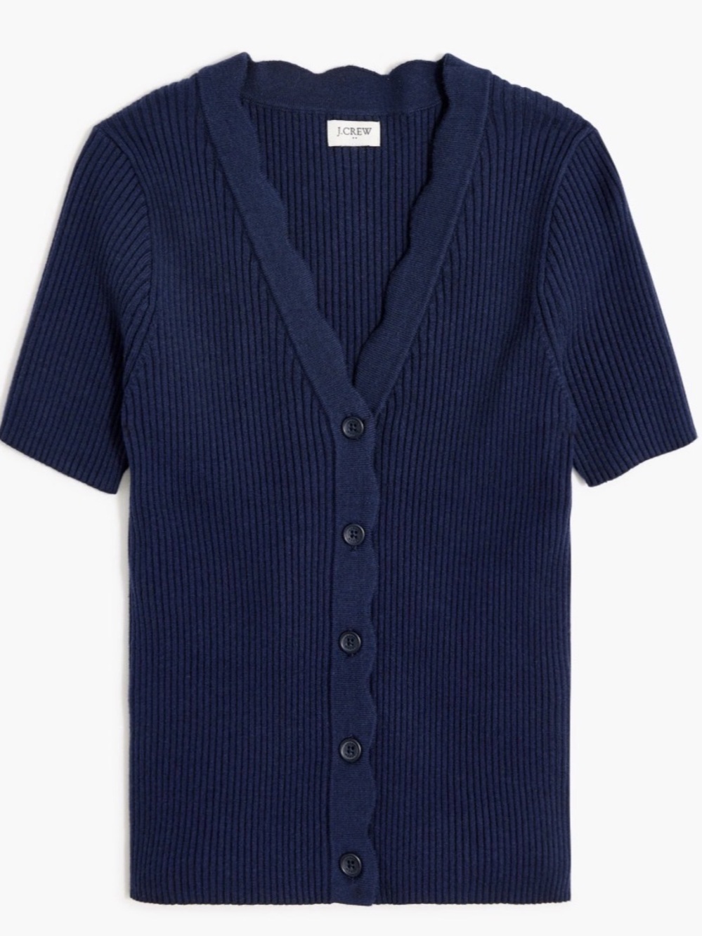 J.Crew Short Sleeve Cardigan Ribbed in Blue Size Large NWT